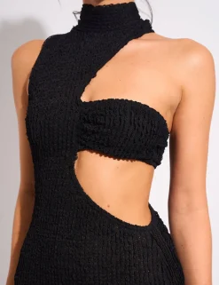 Flash Sale Textured Asymmetric Cut Out Mini Dress Dresses
