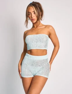Shop Textured Bandeau Crop Top Co Ord Co-ords | Tops