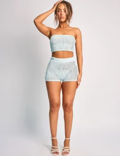 Shop Textured Bandeau Crop Top Co Ord Co-ords | Tops