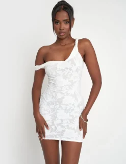 Cheap Textured Floral Twist Strap Mini Dress White Sculpt & Leisure | Kaiia The Label