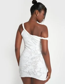 Cheap Textured Floral Twist Strap Mini Dress White Sculpt & Leisure | Kaiia The Label