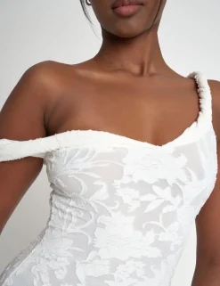 Cheap Textured Floral Twist Strap Mini Dress White Sculpt & Leisure | Kaiia The Label