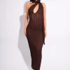 Store Textured Scarf Detail Cut Out Maxi Dress Dresses