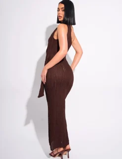 Store Textured Scarf Detail Cut Out Maxi Dress Dresses