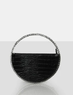 Outlet The Alessia Croc Circle Diamante Mini Handbag Diamante Bags | Mini Bags