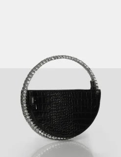 Outlet The Alessia Croc Circle Diamante Mini Handbag Diamante Bags | Mini Bags