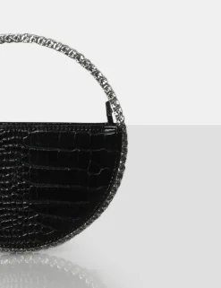 Outlet The Alessia Croc Circle Diamante Mini Handbag Diamante Bags | Mini Bags