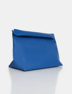 New The Aria Cobalt Folded Detail Clutch Bag Clutch Bags