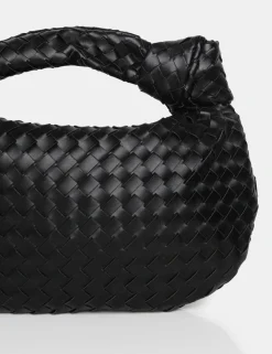 Online The Blame Woven PU Knot Detail Mini Grab Bag Crossbody And Shoulder Bags | Back In Stock