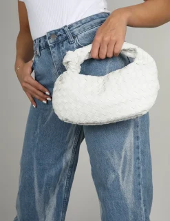 Discount The Blame Woven PU Knot Detail Mini Grab Bag Evening Bags | Clutch Bags