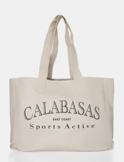 Cheap The Calabasas Oversized Off White Canvas Tote Bag Tote Bags
