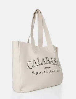 Cheap The Calabasas Oversized Off White Canvas Tote Bag Tote Bags