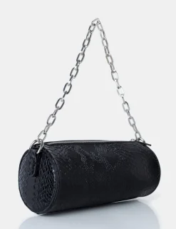 Sale The Claudia Black Croc Shoulder Bag Evening Bags