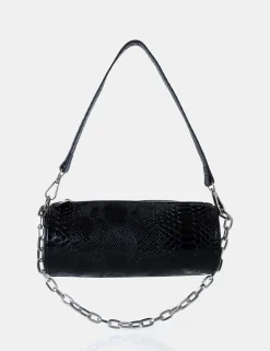 Sale The Claudia Black Croc Shoulder Bag Evening Bags