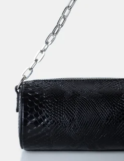 Sale The Claudia Black Croc Shoulder Bag Evening Bags