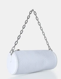 Hot The Claudia White Croc Shoulder Bag Evening Bags
