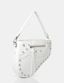 Discount The Fox Croc Studded Saddle Shoulder Bag Crossbody And Shoulder Bags
