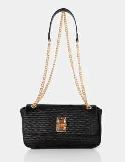 Online The Mara Raffia Gold Chain Detail Adjustable Shoulder Bag Crossbody And Shoulder Bags