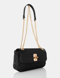 Online The Mara Raffia Gold Chain Detail Adjustable Shoulder Bag Crossbody And Shoulder Bags