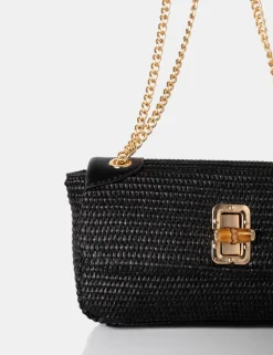 Online The Mara Raffia Gold Chain Detail Adjustable Shoulder Bag Crossbody And Shoulder Bags