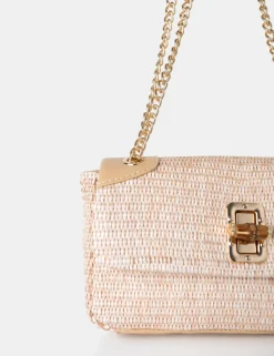 Best The Mara Natural Raffia Gold Chain Detail Adjustable Shoulder Bag Crossbody And Shoulder Bags