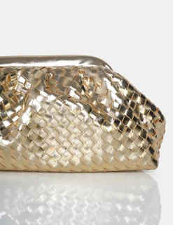 Cheap The Project Metallic Weave Clutch Bag Evening Bags | Back In Stock