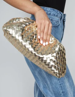 Cheap The Project Metallic Weave Clutch Bag Evening Bags | Back In Stock