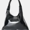 Best Sale The Shadow Black Patent Slouchy Hobo Tote Bag Tote Bags