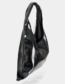 Best Sale The Shadow Black Patent Slouchy Hobo Tote Bag Tote Bags
