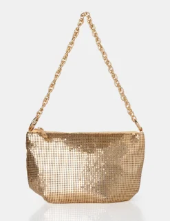 New The Slouch Diamante Chainmail Baguette Chain Detail Shoulder Bag Diamante Bags