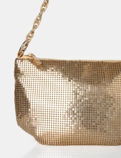 New The Slouch Diamante Chainmail Baguette Chain Detail Shoulder Bag Diamante Bags
