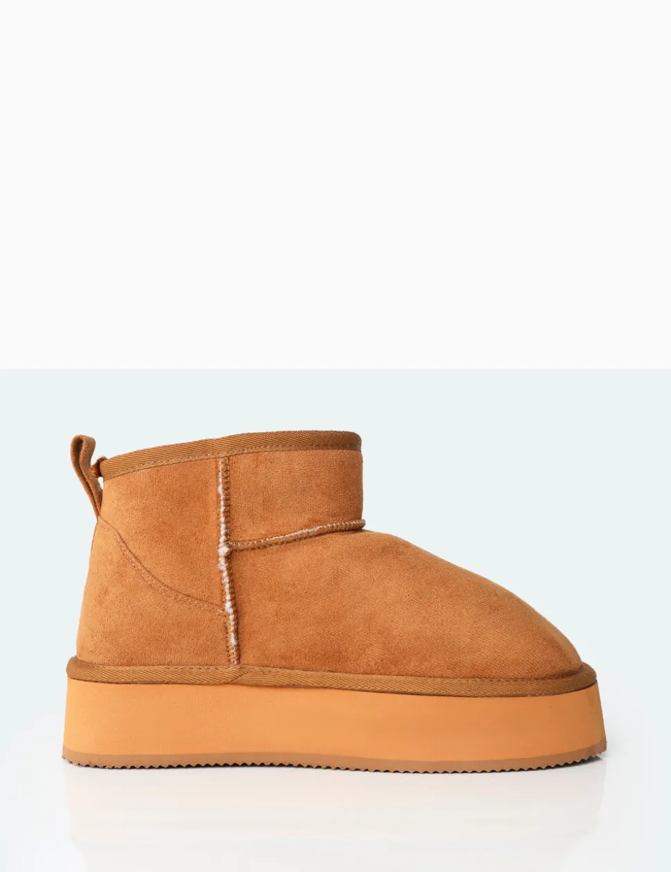 Store Theo Chestnut Brown Faux Suede Ultra Mini Ankle Platform Boots Flats | Faux Fur Ankle Boots