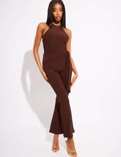 Online Tie Back Belted Jumpsuit Jumpsuits & Playsuits