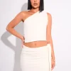 Sale Tie Back Luxe Slinky One Shoulder Top Tops