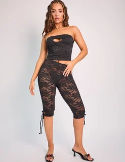 New Tie Detail Lace Capri Leggings Joggers & Leggings | Joggers & Leggings