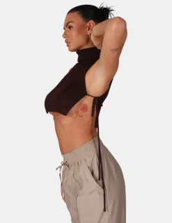 Best Sale Tie Side Roll Neck Crop Top Sculpt & Leisure | Kaiia The Label