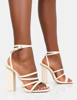 Best Tobi Patent Strappy Square Toe High Block Heels Strappy Heels | Square Toe Heels