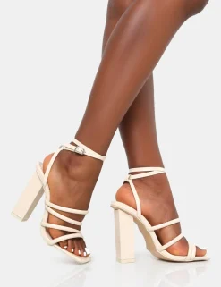 Best Tobi Patent Strappy Square Toe High Block Heels Strappy Heels | Square Toe Heels