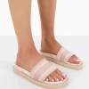 Cheap Toile Baby Embroidered Print Slide Sandals Flats