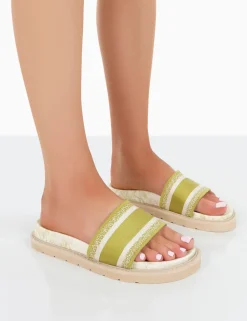 Shop Toile Sage Embroidered Print Slide Sandals Flats