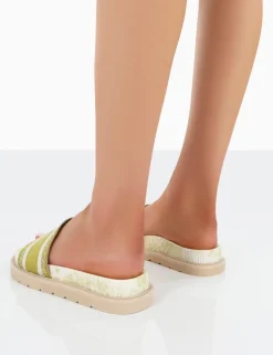 Shop Toile Sage Embroidered Print Slide Sandals Flats