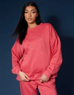 New Tonal Embroidery Sweatshirt Coral Sculpt & Leisure | Kaiia The Label