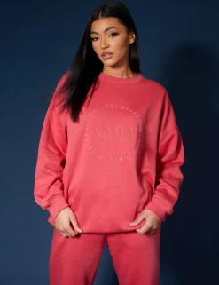 New Tonal Embroidery Sweatshirt Coral Sculpt & Leisure | Kaiia The Label