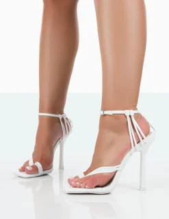 Best Sale Tory Pu Square Toe Strappy Stiletto Heels Square Toe Heels | High Heels