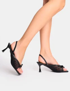 Hot Tosca Lace Detail Slingback Mid Heels Mid Heels | Mid Heels