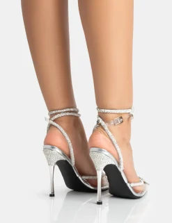 Sale Twilight Perspex Diamante Bow Pointed Court Stiletto Heel Bow Heels | Diamante Heels