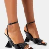 New Twin Flame Wrap Around Barely There Inverted Wedged High Heels Wedges | Square Toe Heels