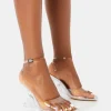 Hot Twin Flame Silver Mirror Perspex Wrap Around Inverted High Heels Silver Heels | Square Toe Heels