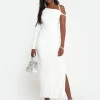 Online Twist Strap Asymmetric Luxe Slinky Maxi Dress Sculpt & Leisure | Kaiia The Label