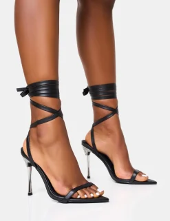 Cheap Ultimate Lace Up Diamante Encrusted Pointed Toe Stiletto Heels Diamante Heels | Lace Up Heels